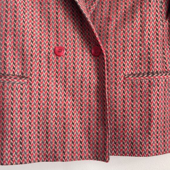 Vintage Audrey Laurent wool blend herringbone double breasted blazer sz 38 - Picture 3 of 7